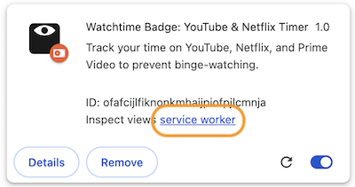 Watchtime Badge card and service worker link