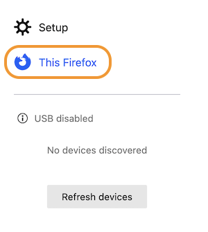 Firefox debugging screen